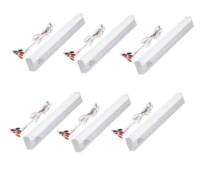 ambert أمبرت 12 فولت DC ضوء أنبوب LED موفر للطاقة 12 فولت LED باتن 6 واط، أبيض بارد مثالي للطاقة الشمسية، RV، خارج الشبكة، وإضاءة الطوارئ عبوة من 6 قطع كومبو - Image 1