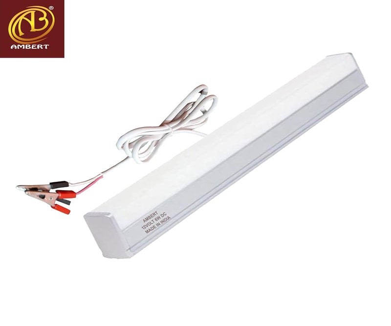 ambert أمبرت 12 فولت DC ضوء أنبوب LED موفر للطاقة 12 فولت LED باتن 6 واط، أبيض بارد مثالي للطاقة الشمسية، RV، خارج الشبكة، وإضاءة الطوارئ عبوة من 6 قطع كومبو - Image 2
