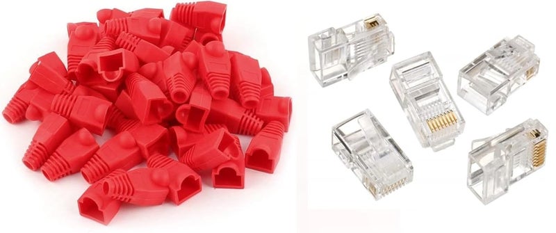 RIVER FOX ® THE PUJARA Red Boot Cat5E Cat6 With Rj45 Connector Plugs Ethernet Network Cable Socket Boots Caps RJ45 Connector Silicone Cap (Red BOOT + RJ45)(Pack of 50) - Image 4