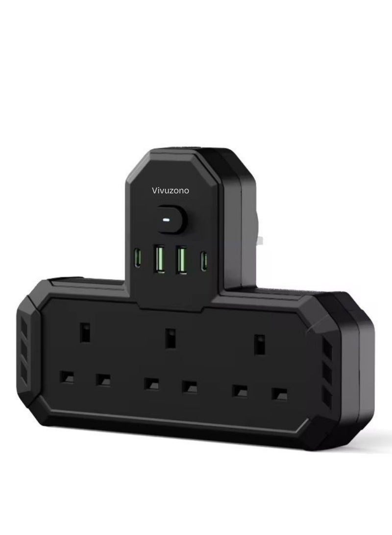 Vivuzono 7-in-1 Surge Protector Power Strip with 3 UK AC Outlets, 2 Type-C & 2 USB-A (PD 30W), Night Light & Overload Protection Extension Cord for Home, Office & Travel - Image 1