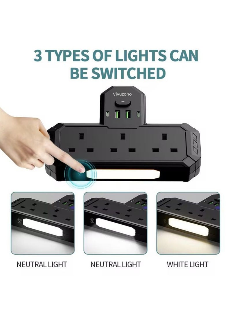 Vivuzono 7-in-1 Surge Protector Power Strip with 3 UK AC Outlets, 2 Type-C & 2 USB-A (PD 30W), Night Light & Overload Protection Extension Cord for Home, Office & Travel - Image 4