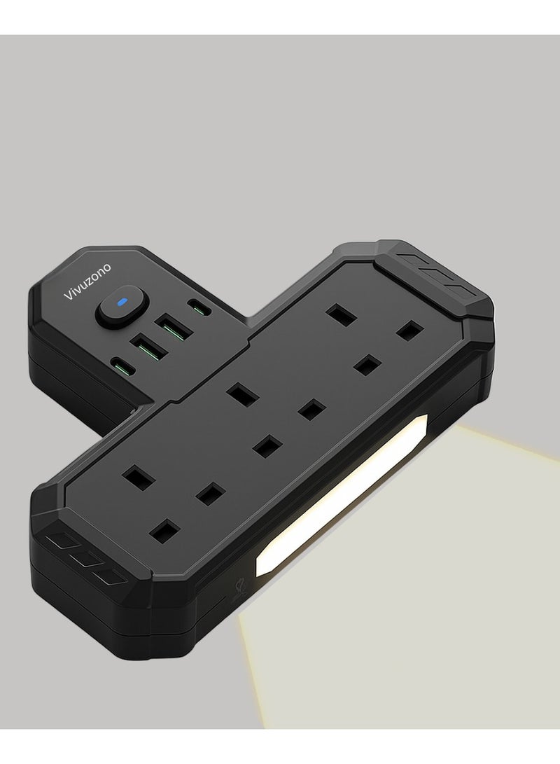 Vivuzono 7-in-1 Surge Protector Power Strip with 3 UK AC Outlets, 2 Type-C & 2 USB-A (PD 30W), Night Light & Overload Protection Extension Cord for Home, Office & Travel - Image 2