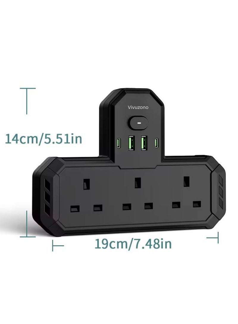 Vivuzono 7-in-1 Surge Protector Power Strip with 3 UK AC Outlets, 2 Type-C & 2 USB-A (PD 30W), Night Light & Overload Protection Extension Cord for Home, Office & Travel - Image 3