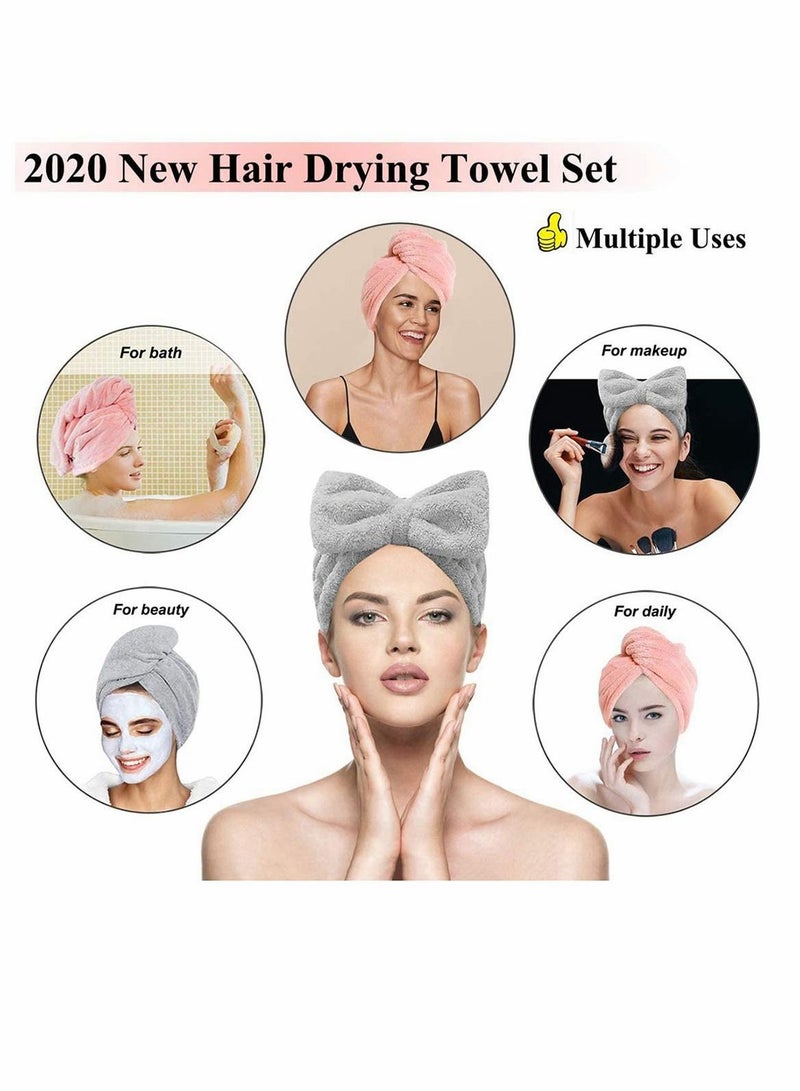 Microfiber Hair Towel Wrap Set - Microfiber Hair Towel for Drying Curly, Long & Thick Hair with Makeup Headband for Women - Image 2