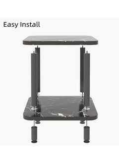Generic Square End Table, Double Layer Nightstand Sofa Side Snack Table Coffee Round Table, Simple Design Bedside Table for Living Room Bedroom  - Image 5