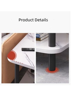 Generic Square End Table, Double Layer Nightstand Sofa Side Snack Table Coffee Round Table, Simple Design Bedside Table for Living Room Bedroom  - Image 3