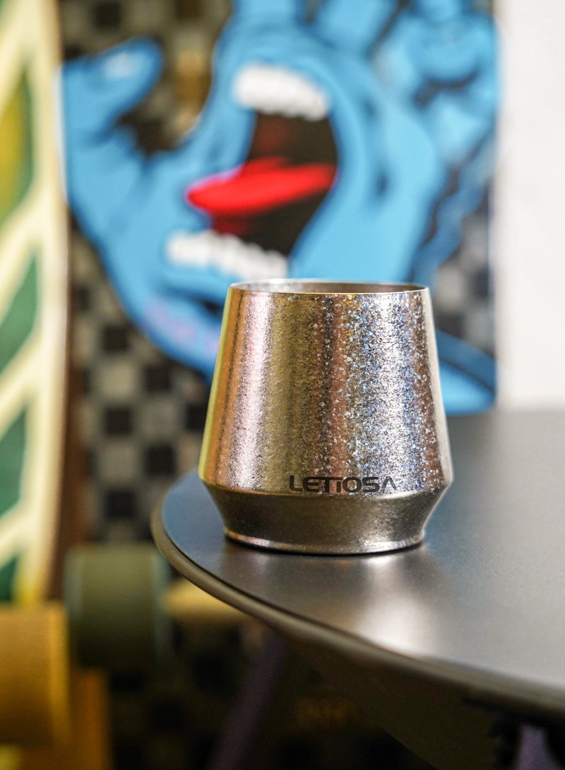 LETIOSA أكواب قهوة تيتانيوم مزدوجة الجدران 200 مل - كوب مائل مثالي، كوب إسبرسو وكوب شاي معزول للسفر، والتخييم، والمكتب، وديكور المنزل - إكسسوارات مكتبية أنيقة - Image 3