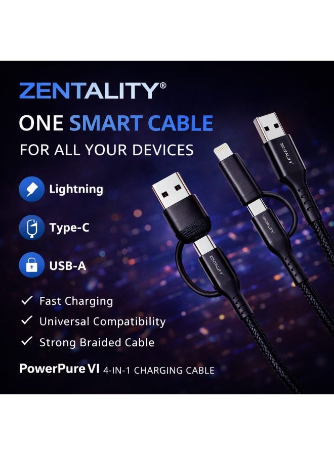 Zentality 4-in-1 Fast Charging Cable Type-C Lightning USB 1.2M - Image 1