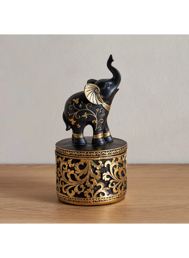 Home Box Marcel Polyresin Elephant Decorative Jar 9 x 9 x 18.5 cm