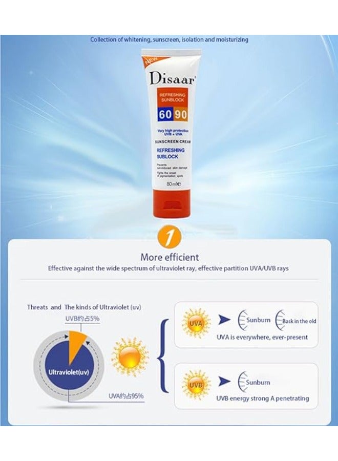 ديسار كريم ديسار المنعش للوقاية من الشمس بعامل حماية من أشعة الشمس فوق البنفسجية أ 90 وعامل حماية من أشعة الشمس فوق البنفسجية ب 60 ، 80 مل - Image 3