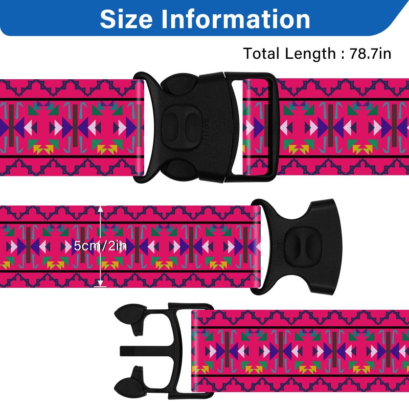 ZHOMA 2 Pack Luggage Straps for Suitcases, Adjustable Travel Belt with Double Lock and Quick Release Buckle, Heavy Duty Nylon Bag Packing Strap, Bright Identifiers Business Travel Accessories-Pink Totem - Image 3
