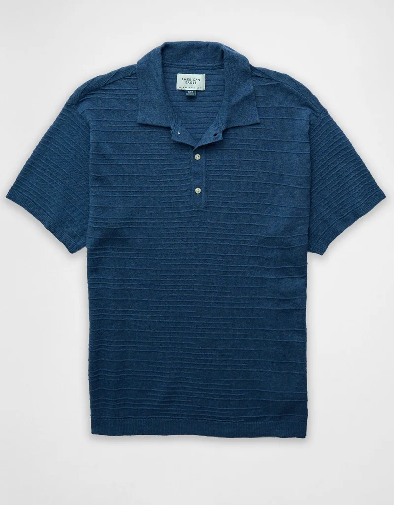 AE Linen-Blend Sweater Polo Shirt