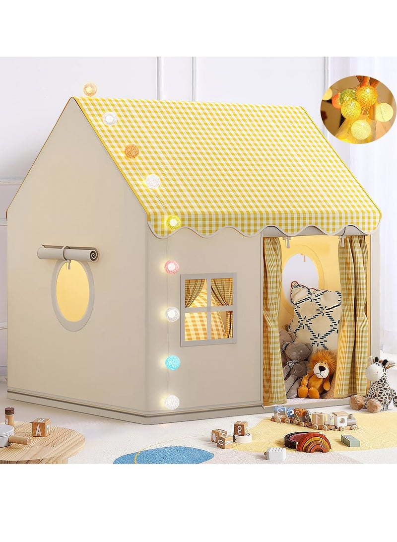 TMOHRA Large Kids Tent Playhouse Indoor Outdoor with LED Lights Kids Toddler Play Tent,Outdoor Playhouse Tent for Baby Princess Castle Tent,Kids Indoor Play Room Toys for Boys Girls 3-10 Years Old - Image 1
