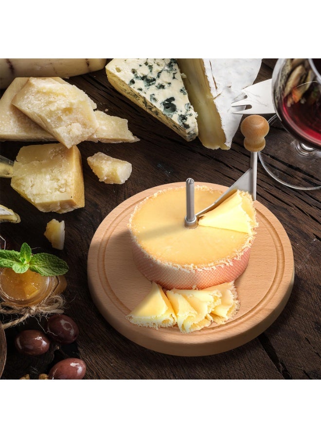 Wooden Cheese Curler, 8.5 Inches Cheese Cutter Stainless Steel Cheese Shaver for Cheese Wheel  Chocolate, Manual Cheese Slicer Kit, Suitable for Home, Restaurants, Cafes, and Dessert Shops - Image 3