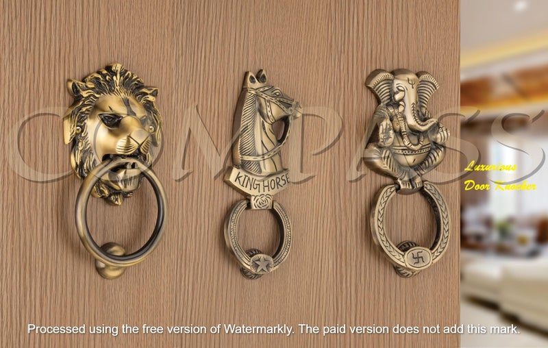 COMPASS Horse Design Brass Home Decor | Door Decor | Door Knocker with Antique Finish | 8.5" | Pack of 1 - Image 5