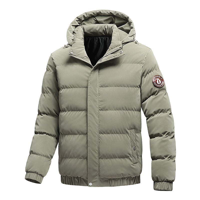 Foreign Trade Fashion Hooded Cotton-padded Clothes Mens Winter New Winter Coat Thickened Warm Fashionable Loose Cotton-padded Jacket Shallow army