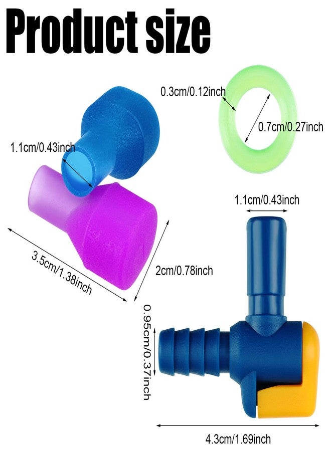 Skylety 8 Pieces Bite Valve Replacement Silicone Mouthpieces for Most Brands with 2 Pieces Shut Off Valve and Tube O Ring for Hydration Pack Bladder (Green, Orange, Blue, Purple) - Image 2