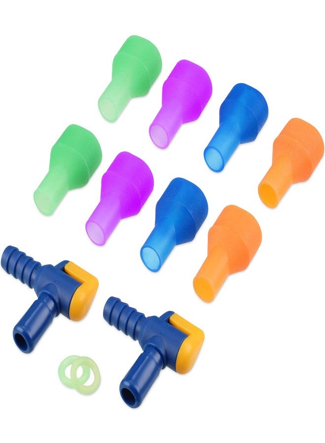 Skylety 8 Pieces Bite Valve Replacement Silicone Mouthpieces for Most Brands with 2 Pieces Shut Off Valve and Tube O Ring for Hydration Pack Bladder (Green, Orange, Blue, Purple) - Image 3