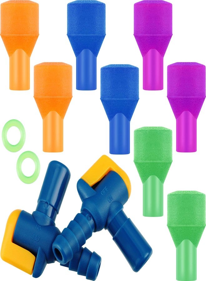 Skylety 8 Pieces Bite Valve Replacement Silicone Mouthpieces for Most Brands with 2 Pieces Shut Off Valve and Tube O Ring for Hydration Pack Bladder (Green, Orange, Blue, Purple) - Image 1