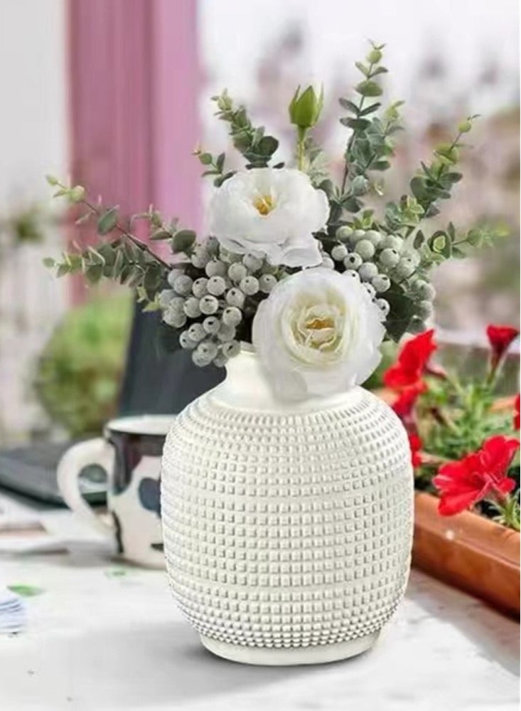 Kutis مزهرية زخرفية بلون سادة مكونة من قطعة واحدة من PE أبيض 11x21 سنتيمتر  - Image 2