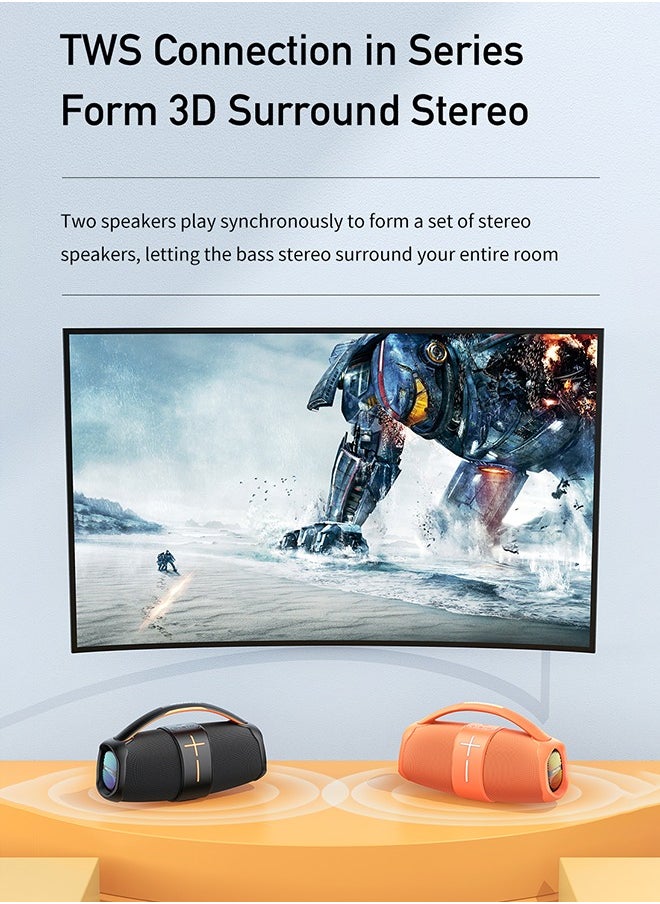 Awei Portable Bluetooth Speaker, 360 Degree Stereo Surround Sound, IPX5 Waterproof, TWS Tandem Support, 10W Dual Speakers, 3600mAh Long Battery Life - Great for Outdoor Parties, Camping, Beaches, and Home Use - High Performance Sound System, High Value and Good Sound Quality  - Image 3