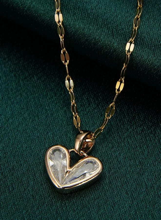 Take Two Zircon Heart Shape Pendant Necklace