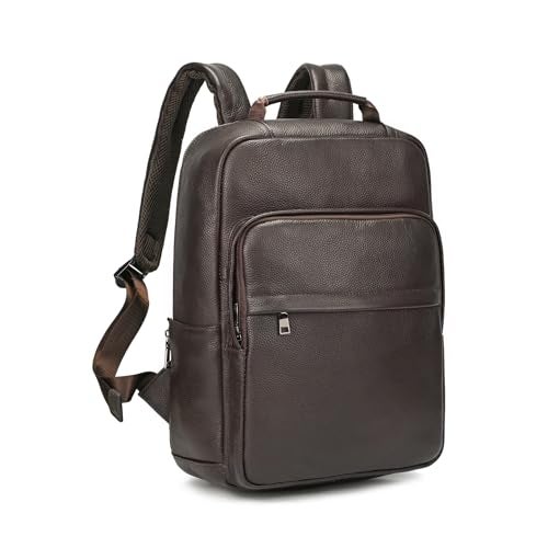 LUUFAN Genuine Leather Backpack for Men 15.6 Inch Laptop Daypack Rucksack Shoulder Bag for Business Travel Outdoor, Brown - Image 1