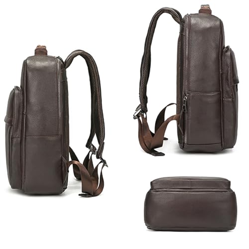 LUUFAN Genuine Leather Backpack for Men 15.6 Inch Laptop Daypack Rucksack Shoulder Bag for Business Travel Outdoor, Brown - Image 5