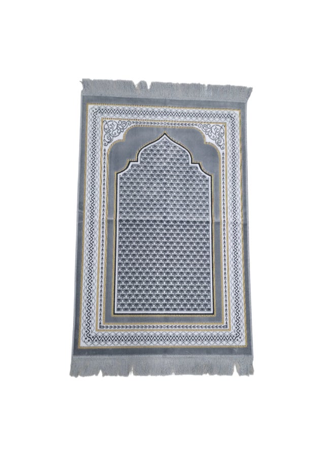 ريف سجادة صلاة إسلامية نقشة محراب مزخرف بجودة ممتازة رمادي وأبيض 70 x 110 سم SP 90S101778GRY - Image 1