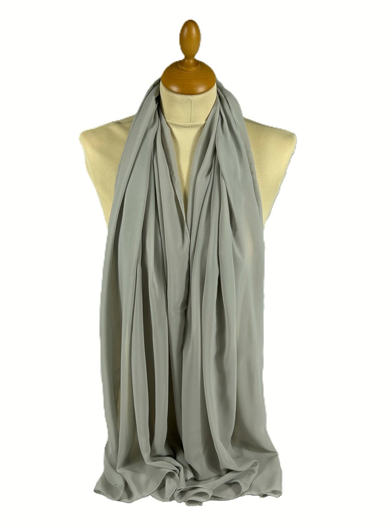 Perfectory PERFECTORY Women Lightweight Solid Chiffon Hijab Shawl Soft Premium Abaya Shawl Wrap Scarves, Long Bridal Hijab Scarf- Grey  - Image 1