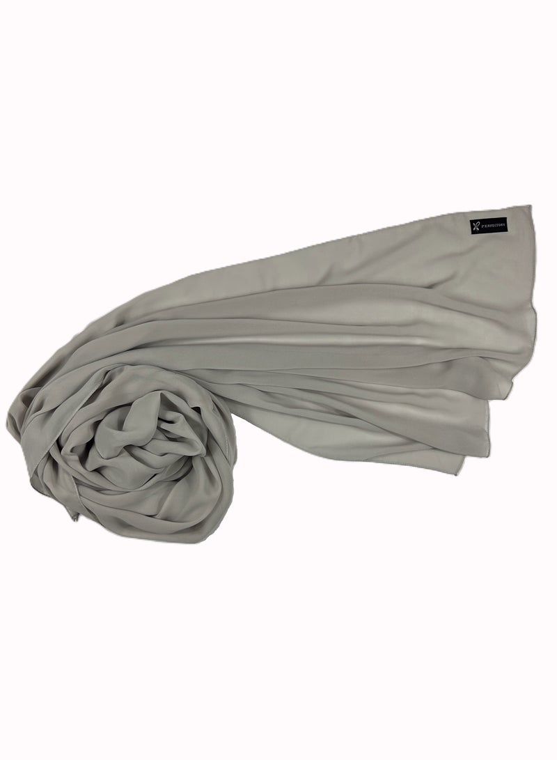 Perfectory PERFECTORY Women Lightweight Solid Chiffon Hijab Shawl Soft Premium Abaya Shawl Wrap Scarves, Long Bridal Hijab Scarf- Grey  - Image 3