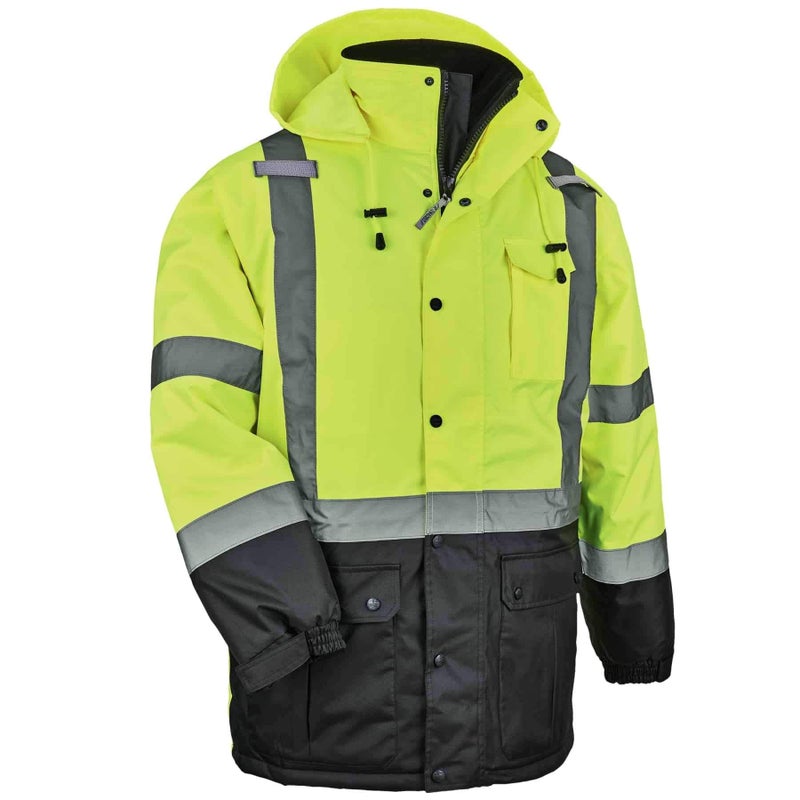 Ergodyne High Visibility Reflective Winter Safety Jacket Insulated Parka ANSI Compliant Ergodyne GloWear 8384XLargeLime