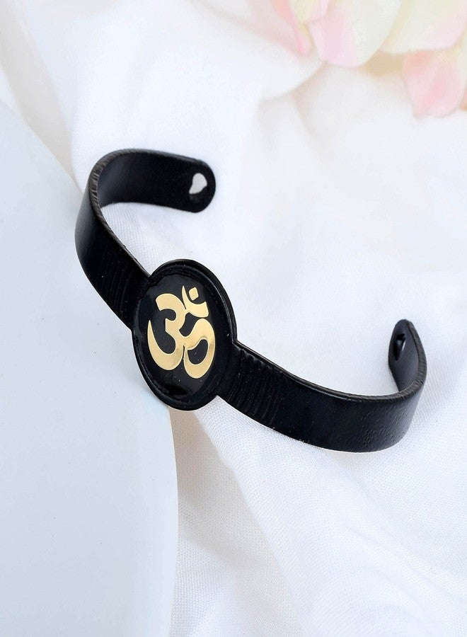 Memoir Brass Black coated Free size Bangle Om Kada Men Women - Image 4