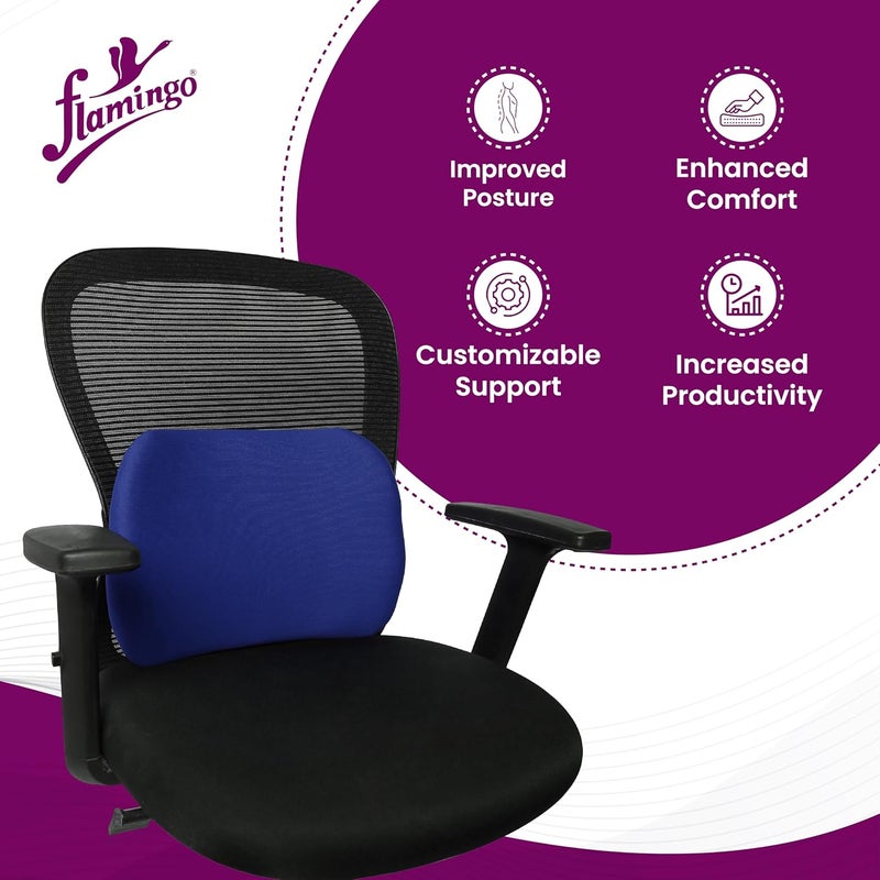 FLAMINGO Flamingo Orthopedic Backrest Pillow Foam Back Rest Cushion for Pain Relief Lumbar Support Backrest Cushion for Office Chairs Cars Blue Small  - Image 3