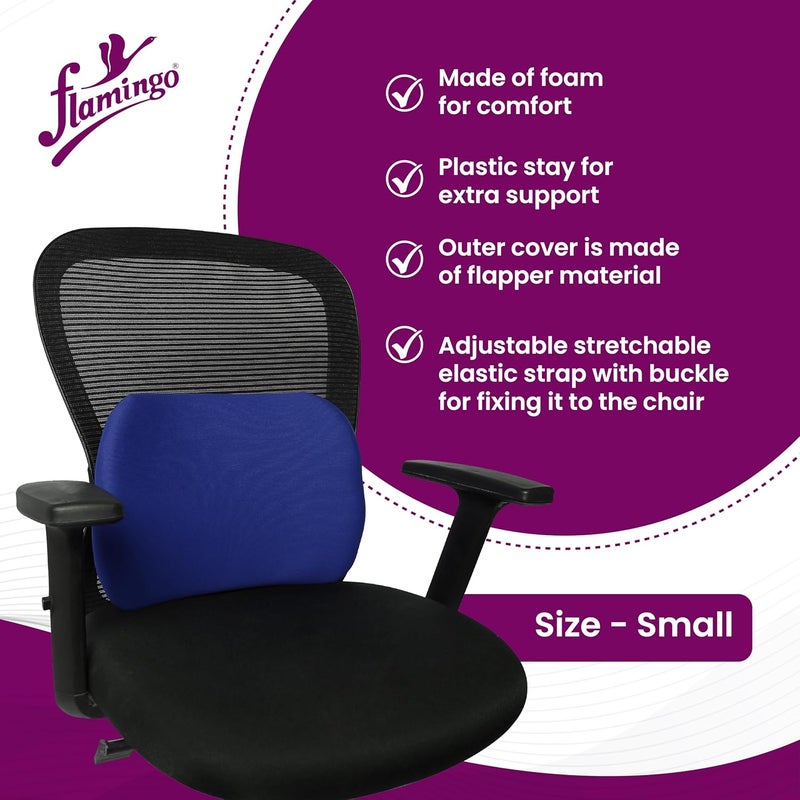 FLAMINGO Flamingo Orthopedic Backrest Pillow Foam Back Rest Cushion for Pain Relief Lumbar Support Backrest Cushion for Office Chairs Cars Blue Small  - Image 2