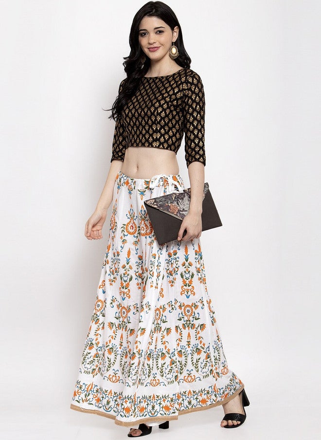 Trend Level Floral Printed Flared Maxi Skirt - Image 4