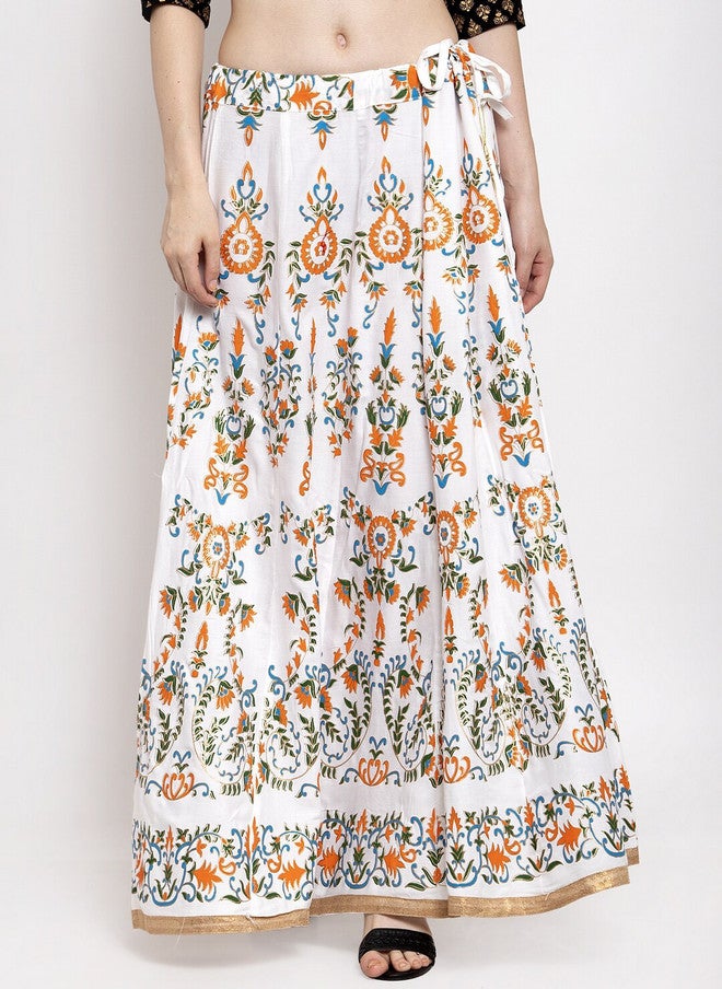 Trend Level Floral Printed Flared Maxi Skirt - Image 1
