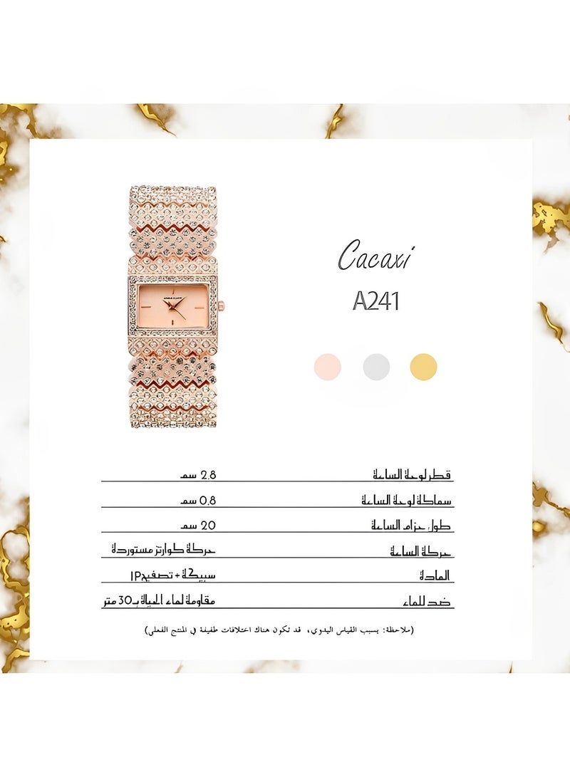 REOCLE Women's Quartz Watches with Square Dial & Diamond Plated Cuban Link Strape Iced Out Watch Fashion Bracelet Wrist Watch  - Image 3