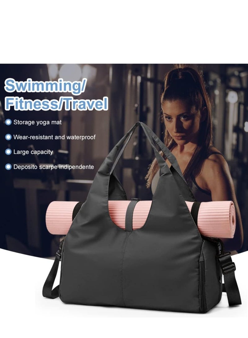 TRASSLE Yoga Mat Bag Large Yoga Mat Tote Sling Carrier with Pockets Fits Mats with Shoes Bag and Wet Compartment Ladies Pilates Gym Bag with Adjustable Mat Strap for Women  - Image 5