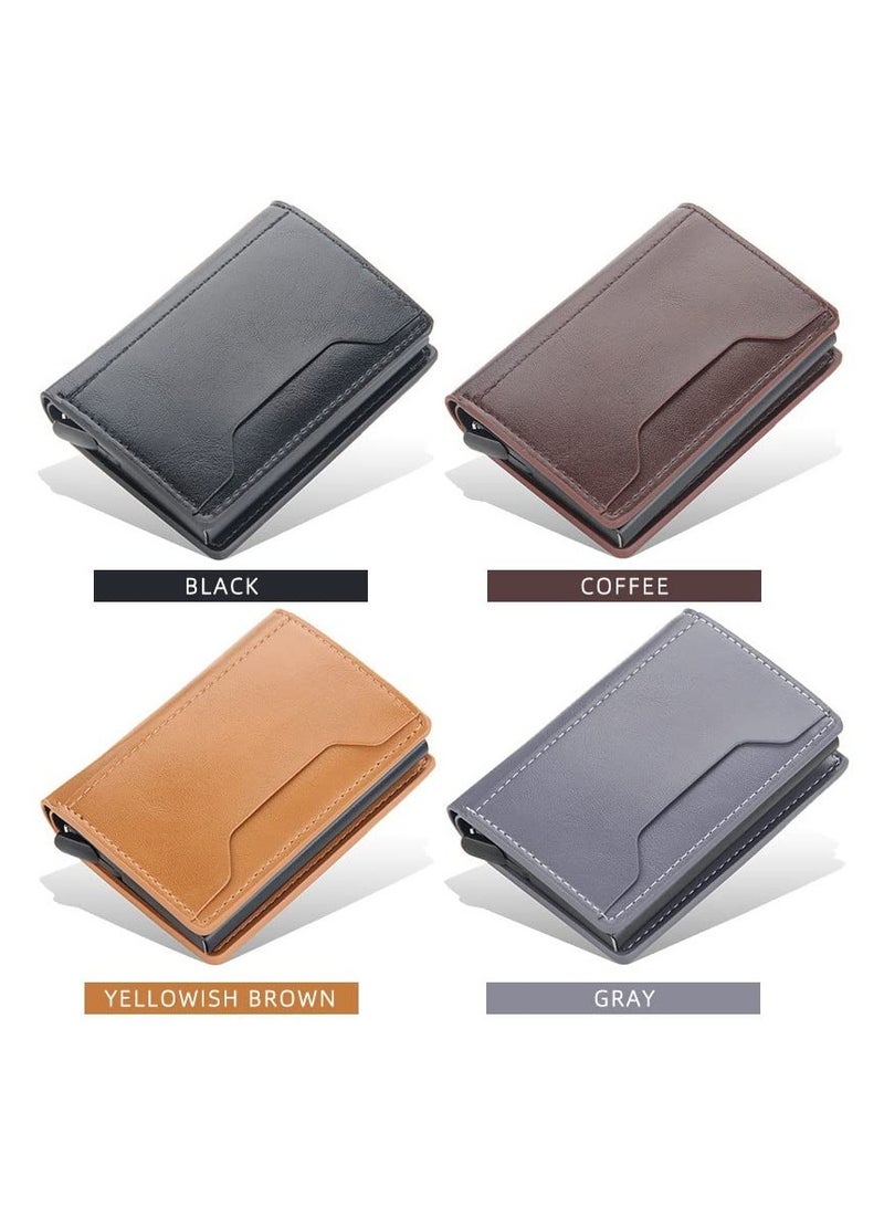 محفظة جلدية رفيعة للرجال بتقنية تحديد الهوية بموجات الراديو - تصميم بسيط للجيب الأمامي، مضادة للسرقة ومضادة للمغناطيسية، هدية مثالية لتخزين البطاقات والنقود، باللون البني - Image 4