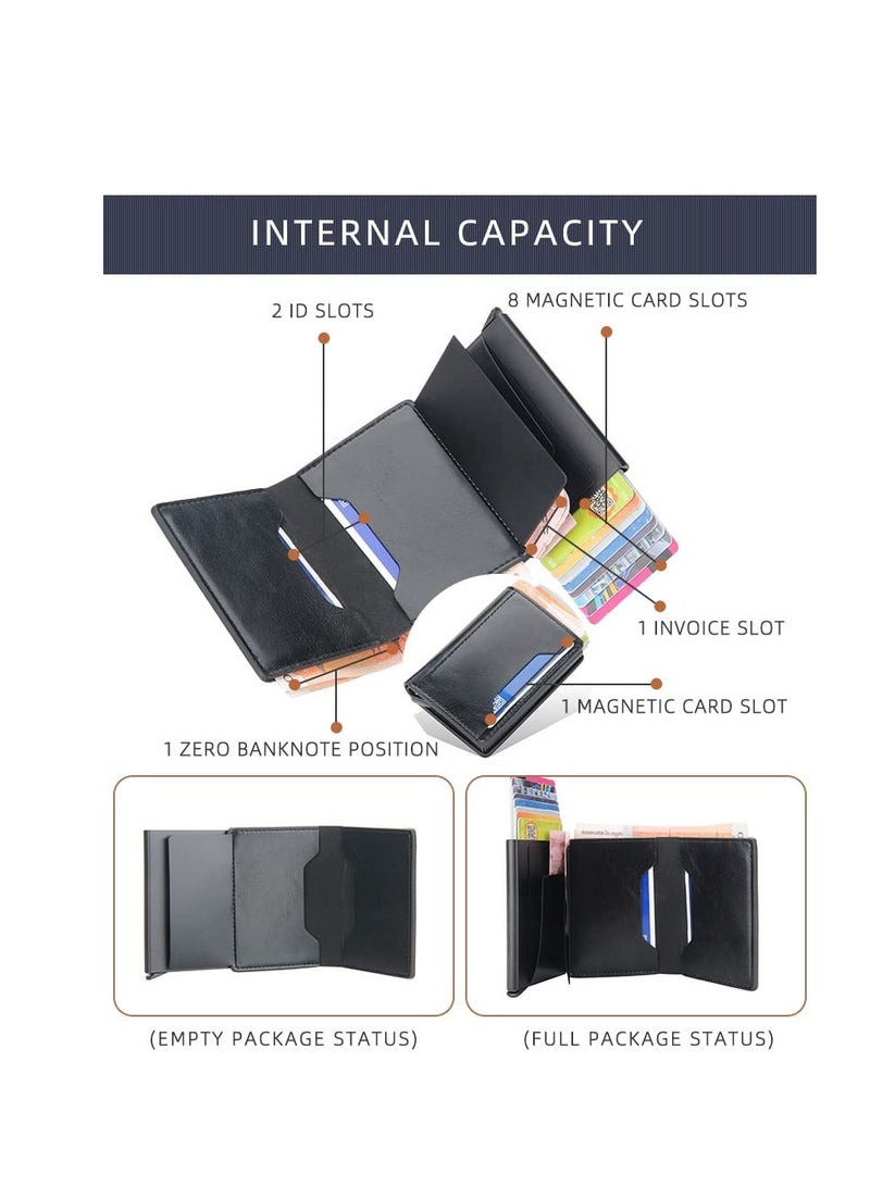 محفظة جلدية رفيعة للرجال بتقنية تحديد الهوية بموجات الراديو - تصميم بسيط للجيب الأمامي، مضادة للسرقة ومضادة للمغناطيسية، هدية مثالية لتخزين البطاقات والنقود، باللون البني - Image 5