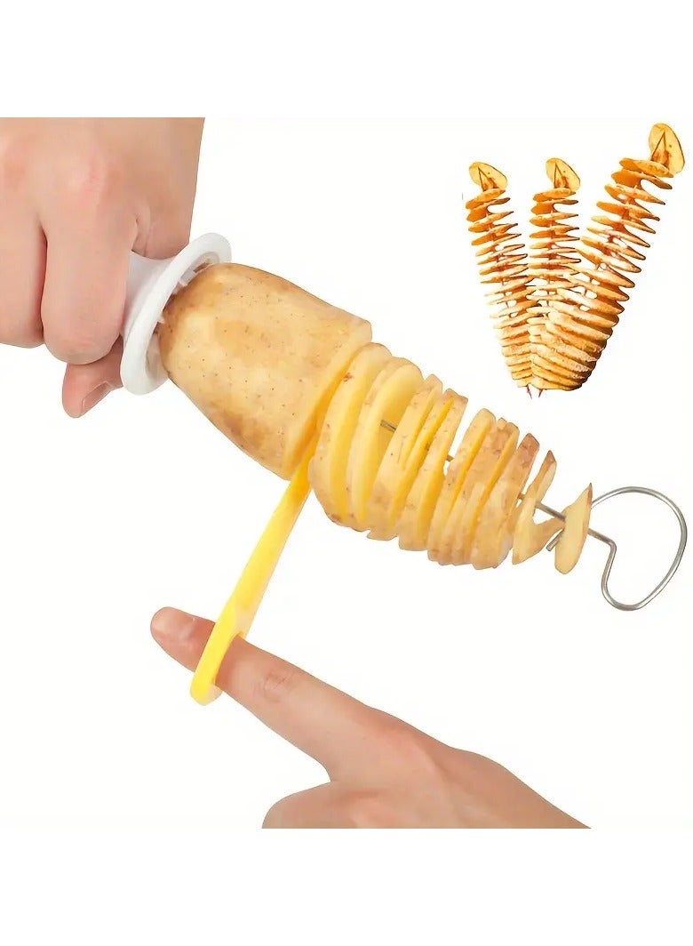 جلوسكي 6 قطعة مجموعة متعددة الوظائف شريحة بطاطا دوامة، الفولاذ المقاوم للصدأ دليل تورنادو تويستر قطع الخضروات للشواء، التخييم أدوات المطبخ، لا فلينت أو المغنيسيوم عصا متضمنة - Image 1