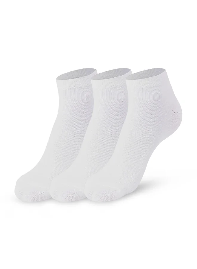 Ampm Mens Cotton-blended Low cut Sneaker Socks (PACK OF 3) Lightweight, Ultra-Soft touch, Secure Gentle Grip, Reinforced stitch, Skin Friendly - WHITE