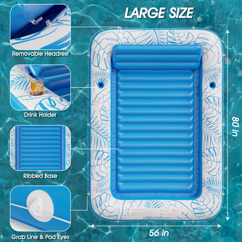 Jasonwell Inflatable Tanning Pool Lounger Float - Jasonwell 4 in 1 Sun Tan Tub Sunbathing Lounge Raft Floatie Toys Water Filled Bed Mat Pad for Kids Adult Blow Up Kiddie Ball Pit Pool (XL) - Image 5