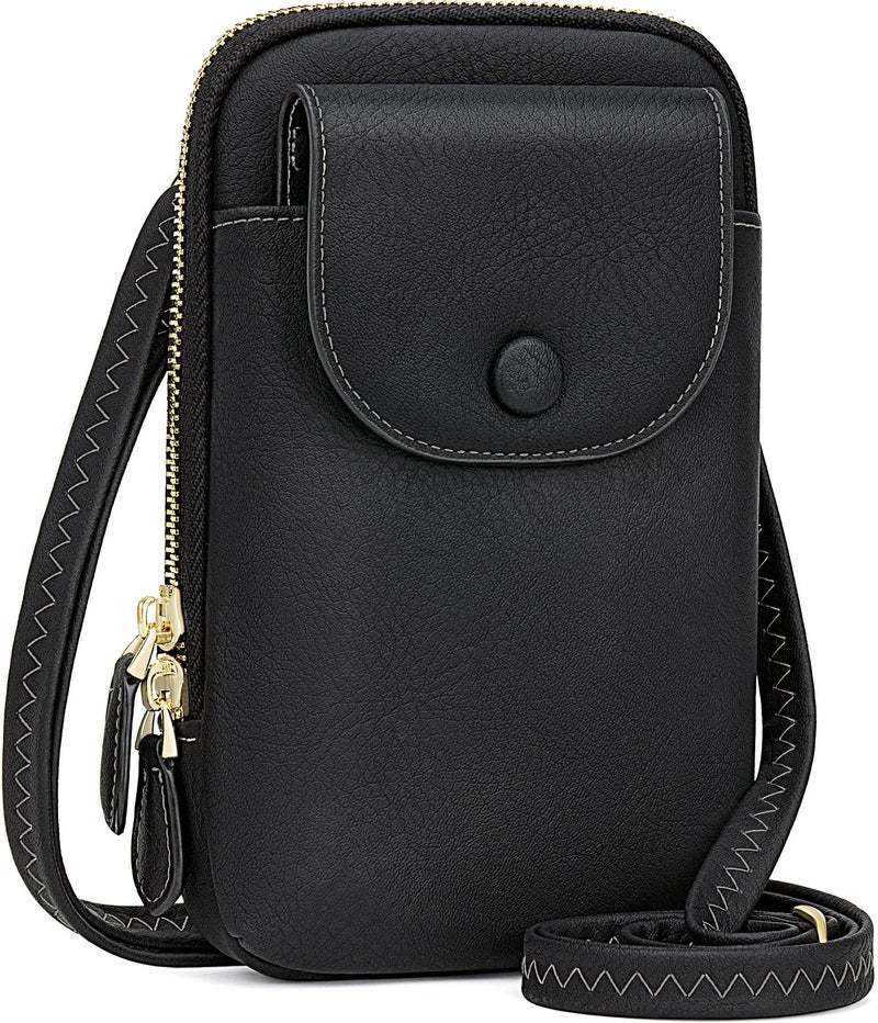 Peacocktion Black Small Crossbody Bags for Women, Cell Phone Bag Wallet Purses with Card Slots Adjustable Strap - Image 1