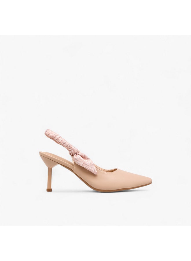 Flora Bella By Shoexpress Women Ruched Detail Slingback Shoes with Stiletto Heels  - Image 3