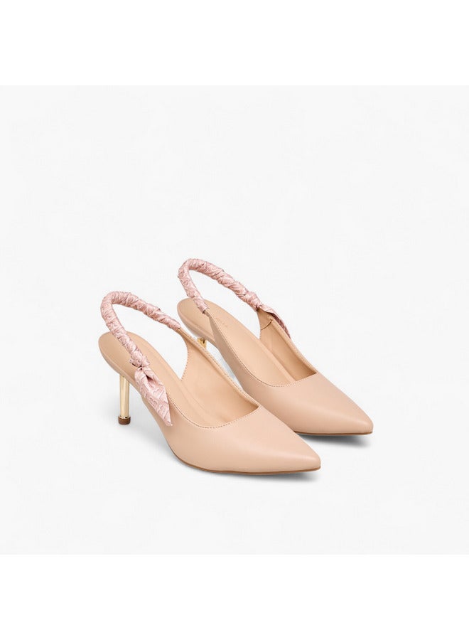 Flora Bella By Shoexpress Women Ruched Detail Slingback Shoes with Stiletto Heels  - Image 1
