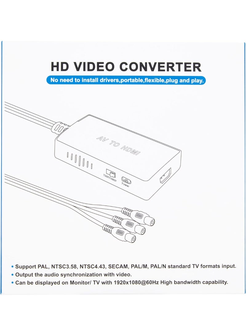 igeekwell RCA to HDMI Converter, AV to HDMI Adapter, AV Composite CVBS Video Audio Converter Adapter Supporting 1080P for PS2/PS3/ STB/Xbox VHS/VCR/Blue-Ray DVD Players - Image 2