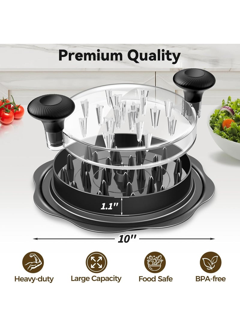 NANAO 10" Pro Chicken Shredder Tool Twist Large for Kitchen, BPA-Free Food-Safe Meat Grinder, Visible Chicken Breast Meat Shredder with Strong Anti-Slip Bottom & Ergonomic Handle, Black - Image 2