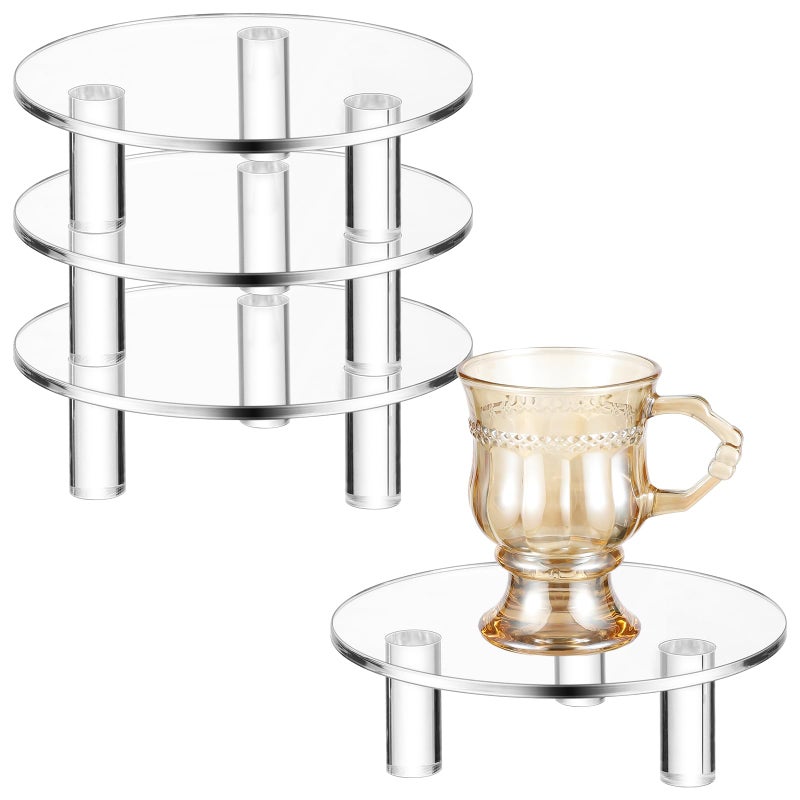 Memorywuu 3 Pcs 3.86 Inch Round Acrylic Risers Display Stands Small Clear Round Acrylic Display Riser for Cake Food Jewelry Figurines Collectibles Table Decor Organizer - Image 1